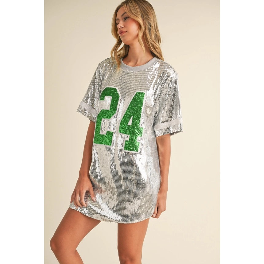 Oversized Sequin Number Jersey Dress SILVER-Dress-Apolline-S-SILVER-Urbanheer