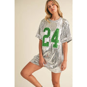 Oversized Sequin Number Jersey Dress SILVER-Dress-Apolline-S-SILVER-Urbanheer