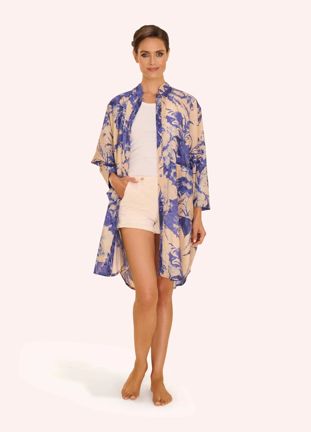 Oversized Shirt Dress - China Blue Blooms-Dress-Powder Design inc - US-OS-Blue-Urbanheer