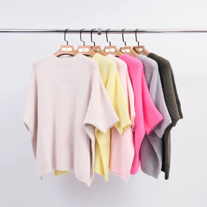 Oversized Short-Sleeve Sweater-Sweater-Cecile Wang-Yellow-Urbanheer