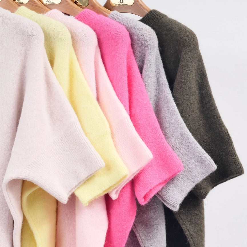 Oversized Short-Sleeve Sweater-Sweater-Cecile Wang-Yellow-Urbanheer