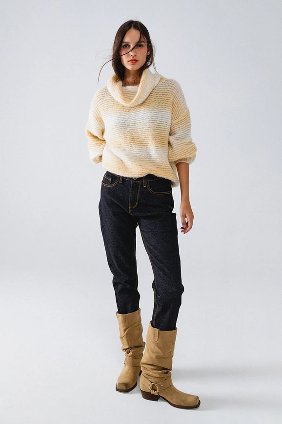 Oversized Turtleneck Comfy Sweater in Warm Neutral Tones-Sweaters-Q2-OS-Beige-Urbanheer