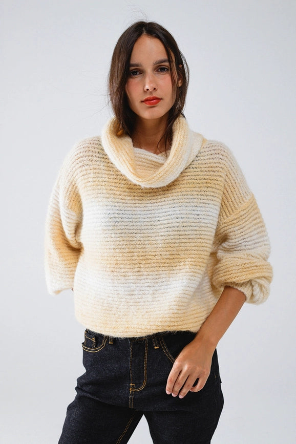 Oversized Turtleneck Comfy Sweater in Warm Neutral Tones-Sweaters-Q2-OS-Beige-Urbanheer