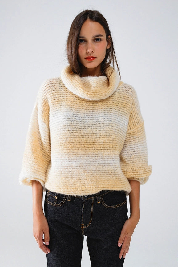 Oversized Turtleneck Comfy Sweater in Warm Neutral Tones-Sweaters-Q2-OS-Beige-Urbanheer