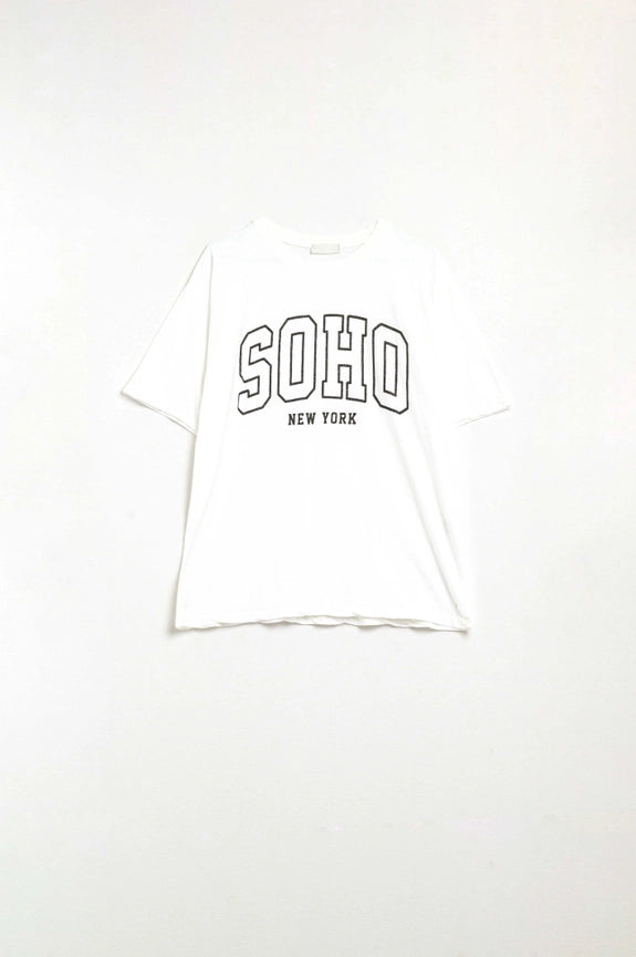 Oversized White T-Shirt with Soho New York At the Front-T-Shirt-Q2-One Size-White-Urbanheer