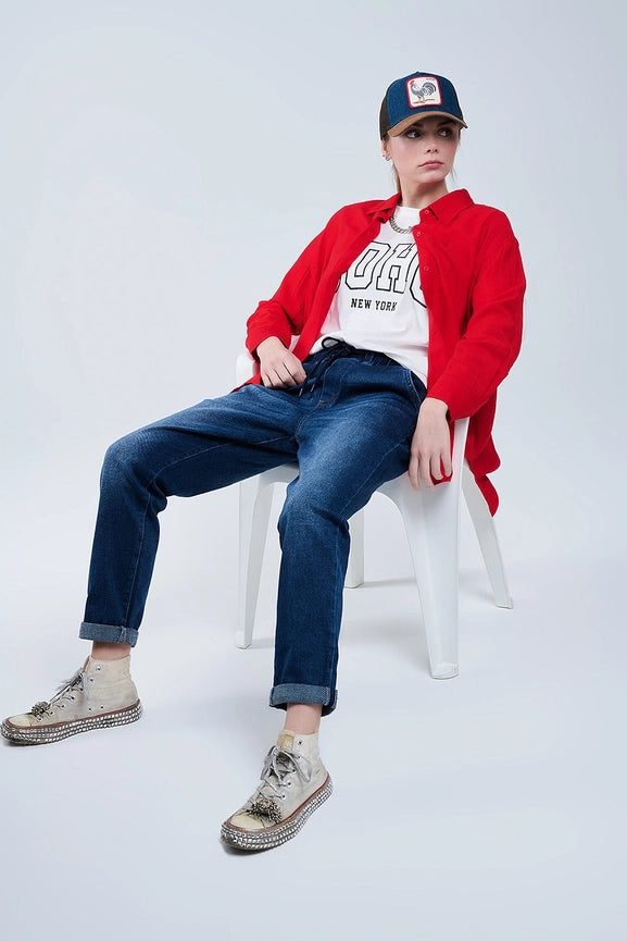 Oversized White T-Shirt with Soho New York At the Front-T-Shirt-Q2-One Size-White-Urbanheer