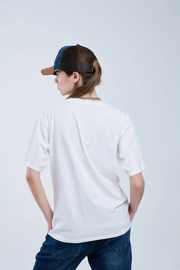 Oversized White T-Shirt with Soho New York At the Front-T-Shirt-Q2-One Size-White-Urbanheer