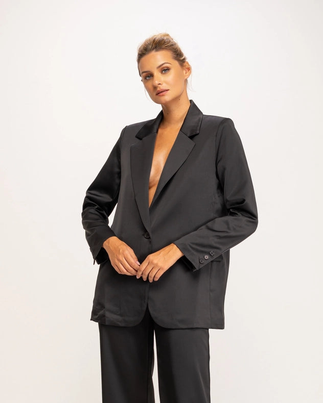 Oversized Satin Blazer Jacket-Jacket-Tantra-S-Urbanheer