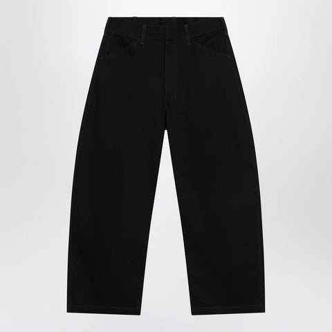 LEMAIRE Black wide-leg cotton trousers