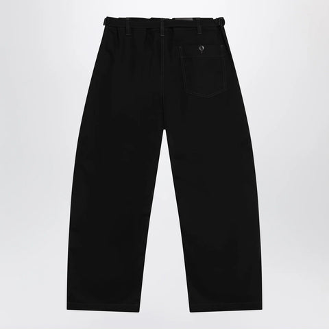 LEMAIRE Black wide-leg cotton trousers