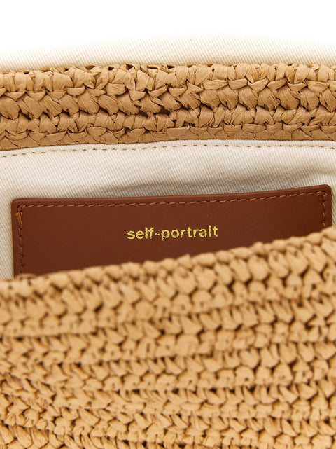 Self-Portrait Raffia Bow Charm Shoulder Bag