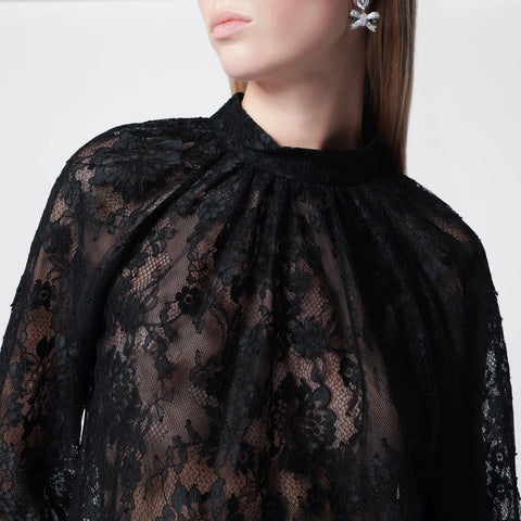 Self-Portrait SELF PORTRAIT High-neck lace blouse with long sleeves in black