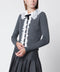 Self-Portrait SELF PORTRAIT Knitted wool cardigan with lace collar in grey