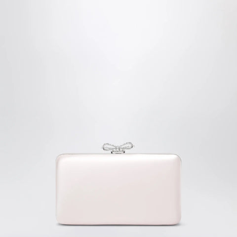 Self-Portrait SELF PORTRAIT Satin clutch with crystal bow in pink