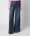Self-Portrait SELF PORTRAIT Wide-leg denim jeans with rhinestone stripes in blue