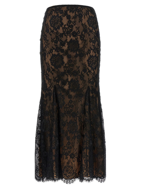 Self-Portrait Black Lace Midi Skirt