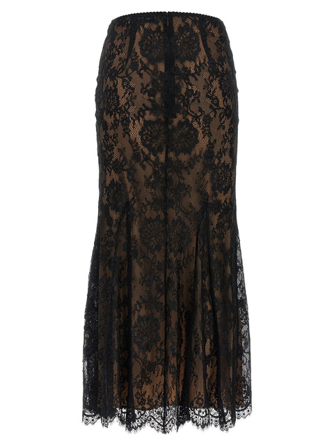 Self-Portrait Black Lace Midi Skirt