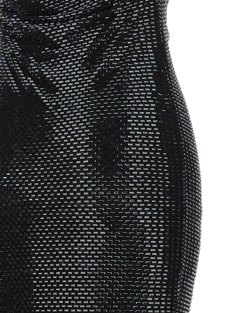 Self-Portrait Black Rhinestone Draped Maxi Dress