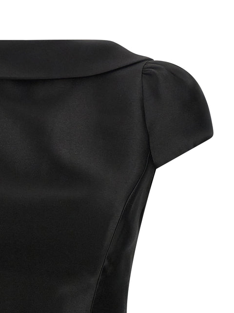 Self-Portrait Black Taffetà Collared Mini Dress