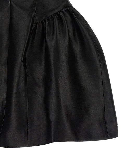 Self-Portrait Black Taffetà Collared Mini Dress