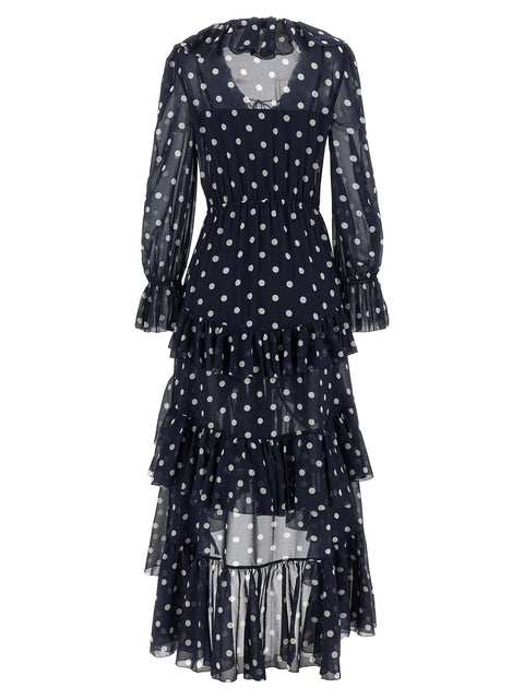 Self-Portrait Polka Dot Georgette Ruffle Maxi Dress