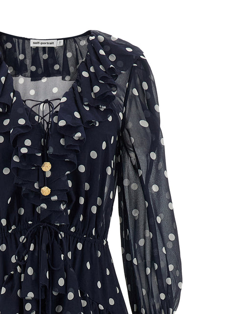 Self-Portrait Polka Dot Georgette Ruffle Maxi Dress