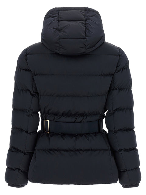 Elisabetta Franchi Belted Down Jacket With Logo Buckle