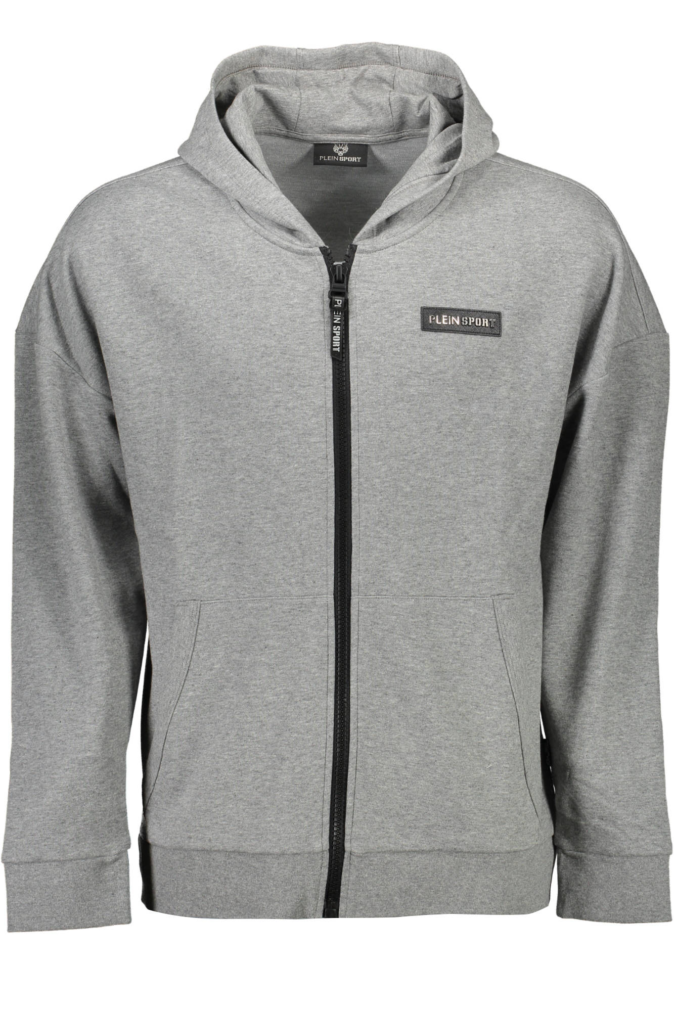 PLEIN SPORT SWEATSHIRT WITH ZIP MAN GRAY-Clothing - Men-PLEIN SPORT-Small-Urbanheer