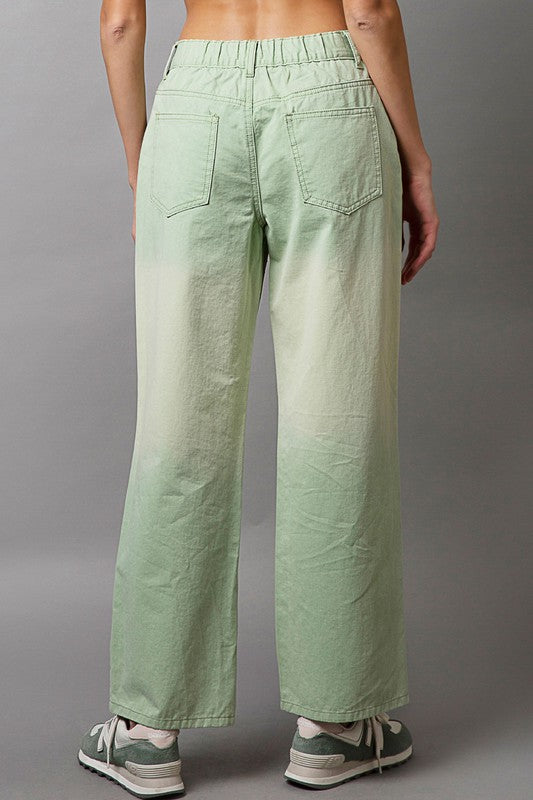 POL Embellishments Gradient Wide Leg Pants-POL-Light Green-S-Urbanheer