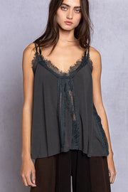 POL Lace Detail V-Neck Cami-POL-Dark Gray-S-Urbanheer
