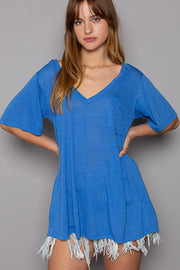 POL V-Neck Short Sleeve T-Shirt-POL-Ultramarine-S-Urbanheer