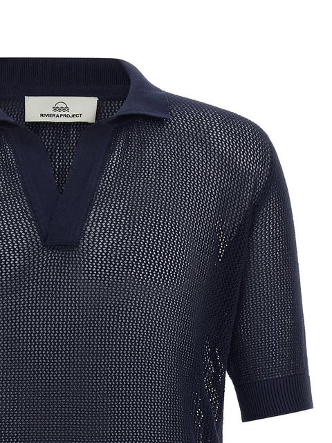 Riviera Project Openwork Cotton Polo Shirt
