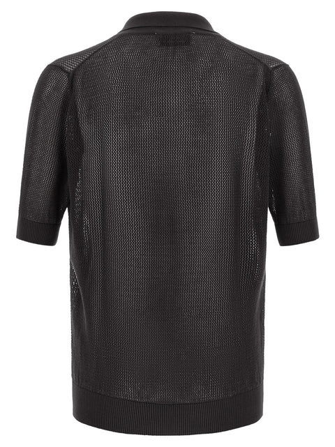 Riviera Project Openwork Cotton Polo Shirt
