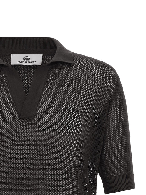 Riviera Project Openwork Cotton Polo Shirt