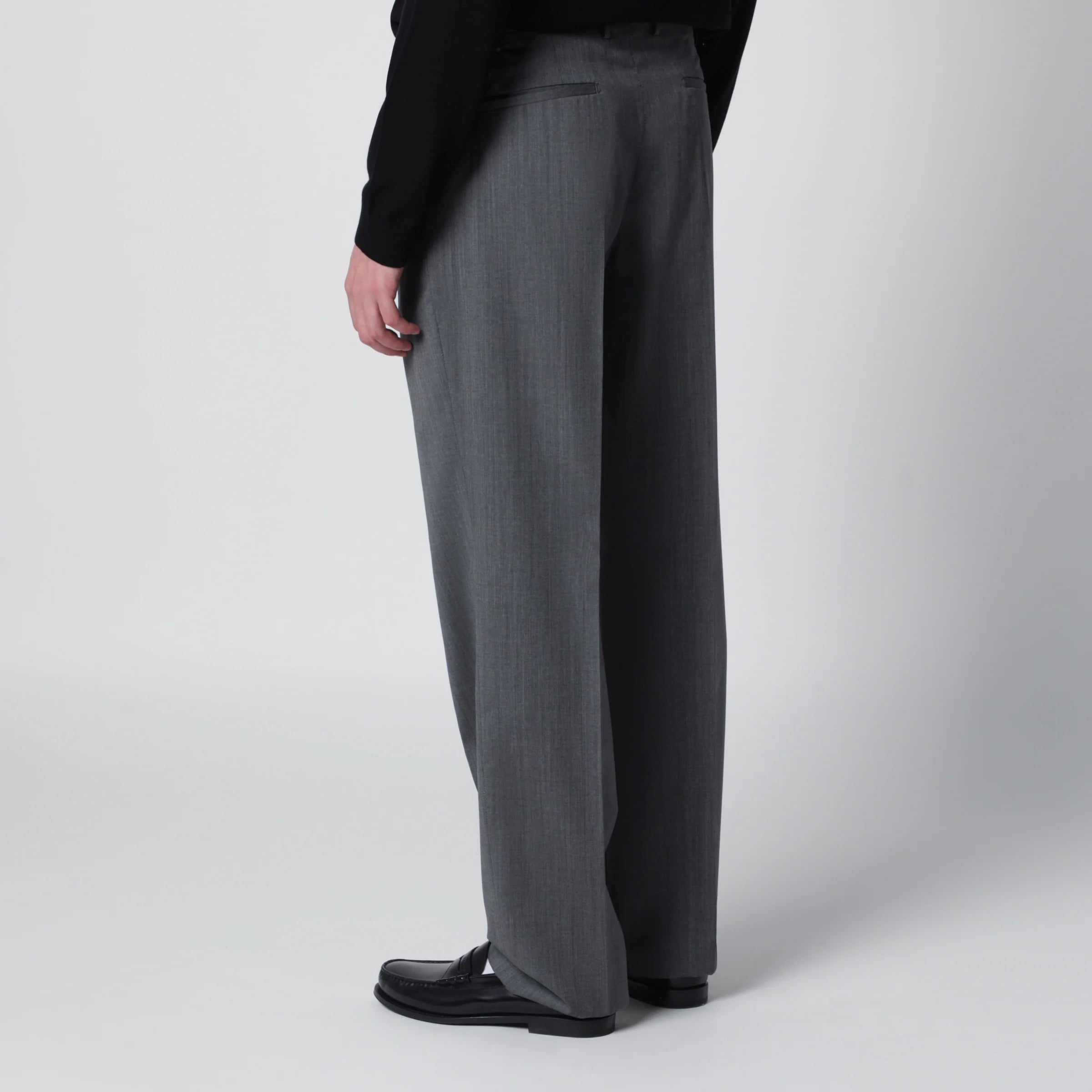 Grey Virgin Wool Pants Comfortable Everyday Wear