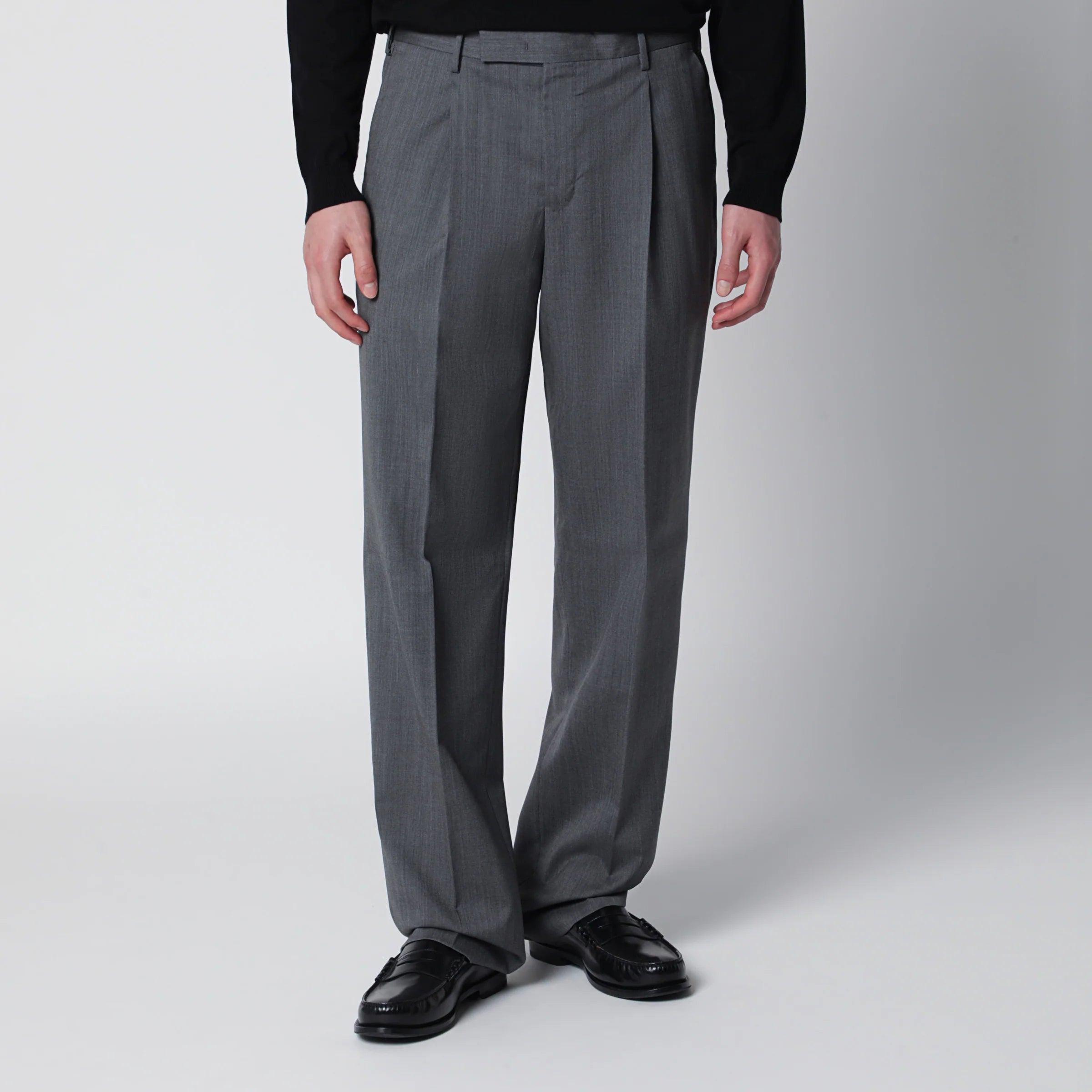 Grey Virgin Wool Pants Comfortable Everyday Wear