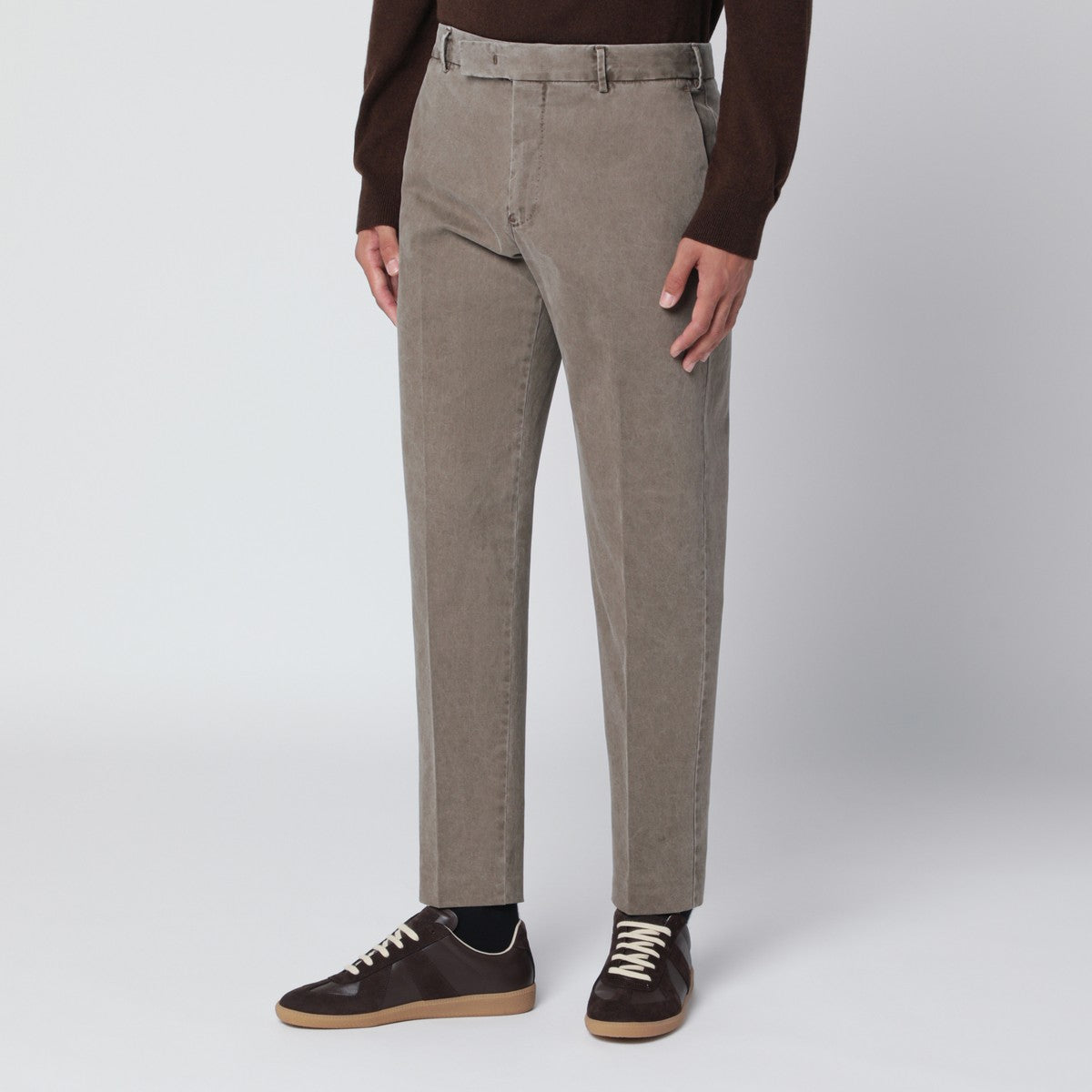 PT Torino Mud-coloured cotton trousers