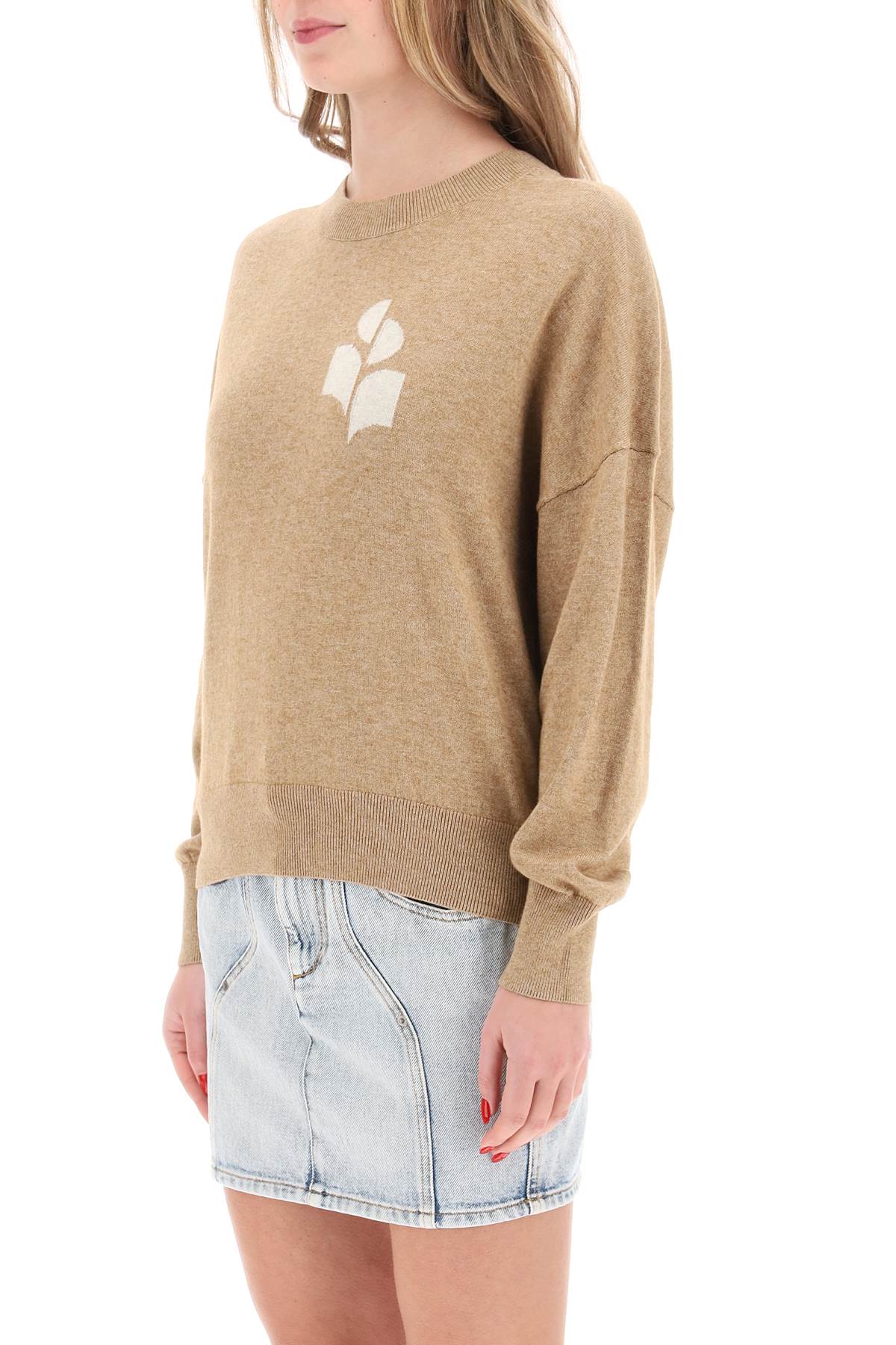 Isabel Marant Etoile Marisans Sweater With Logo Intarsia-Marant ETOILE-Beige-34-Urbanheer