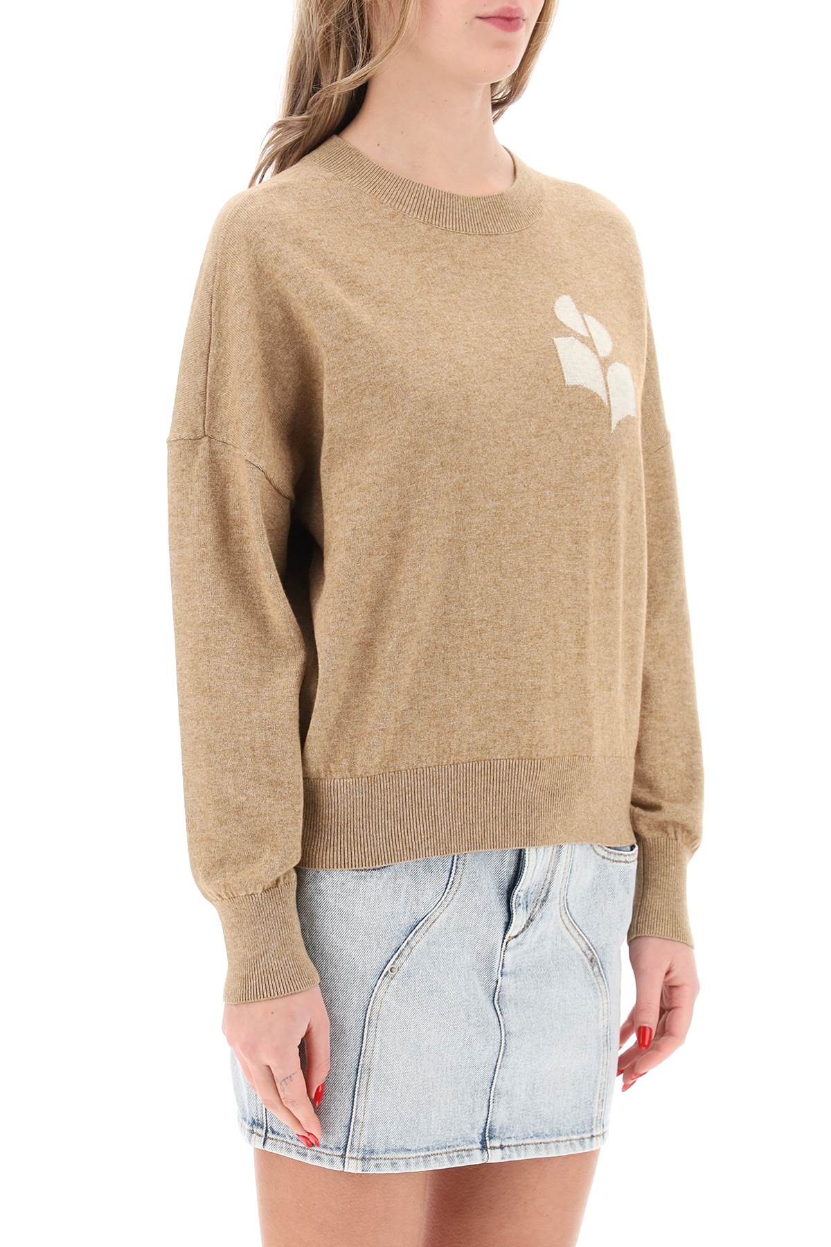 Isabel Marant Etoile Marisans Sweater With Logo Intarsia-Marant ETOILE-Beige-34-Urbanheer