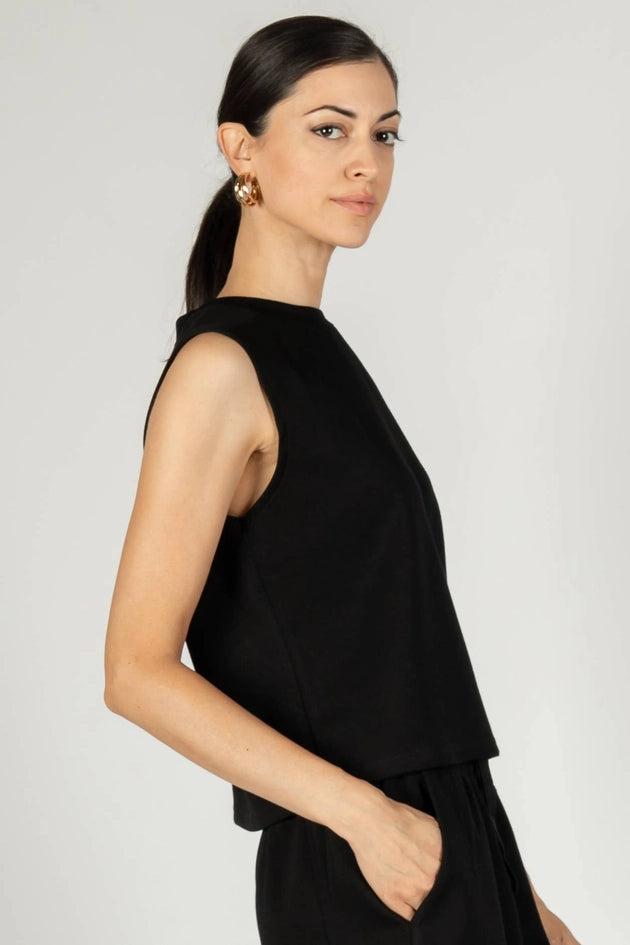 P. CILL Butter Modal Round Neck Sleeveless Top Black-Top-P. CILL-XS-Black-Urbanheer