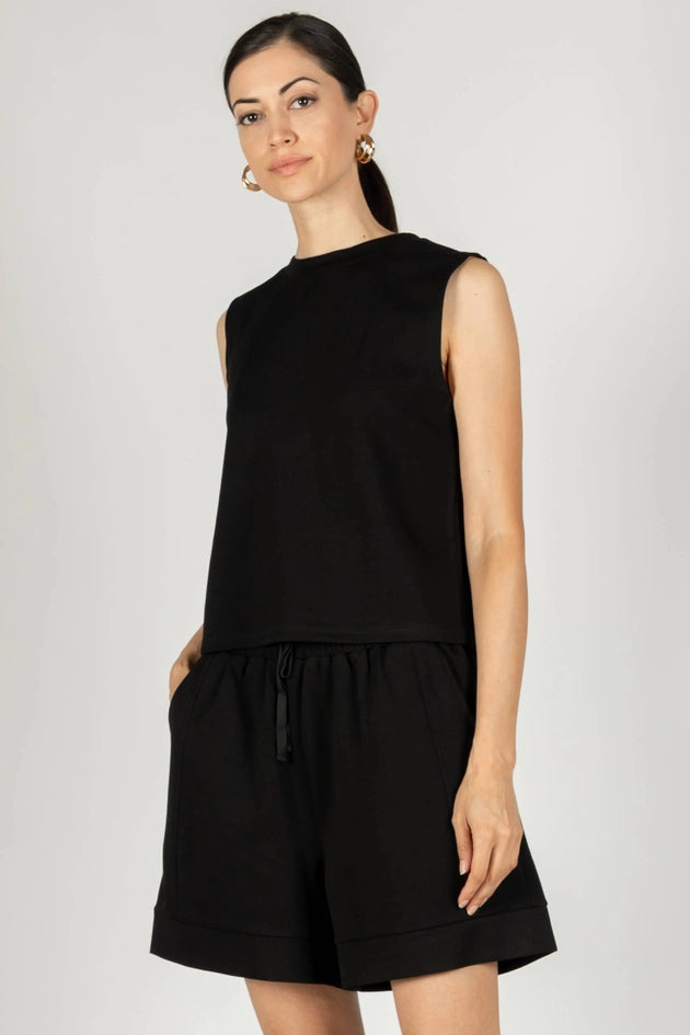 P. CILL Butter Modal Round Neck Sleeveless Top Black-Top-P. CILL-XS-Black-Urbanheer
