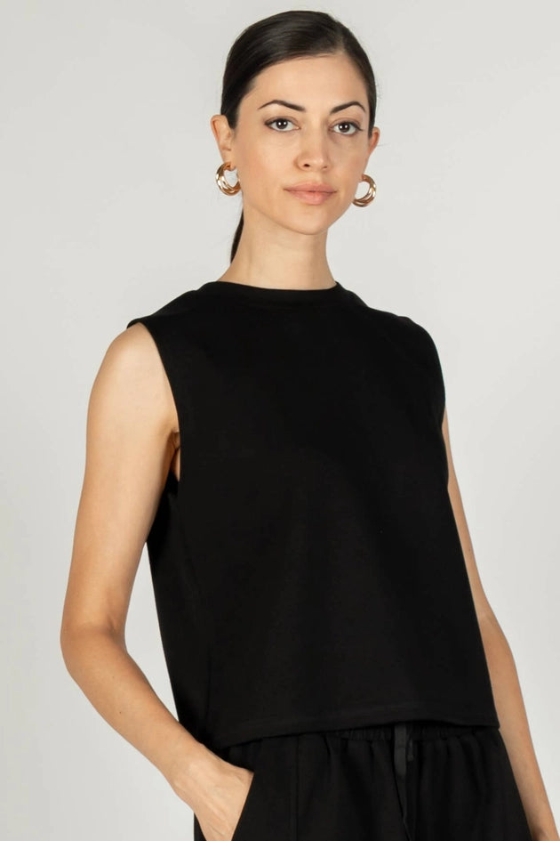 P. CILL Butter Modal Round Neck Sleeveless Top Black-Top-P. CILL-XS-Black-Urbanheer