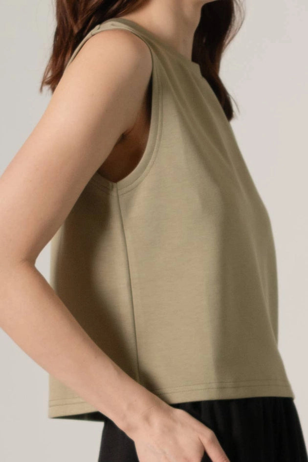 P. CILL Butter Modal Round Neck Sleeveless Top Lt. Olive-Top-P. CILL-XS-Lt. Olive-Urbanheer