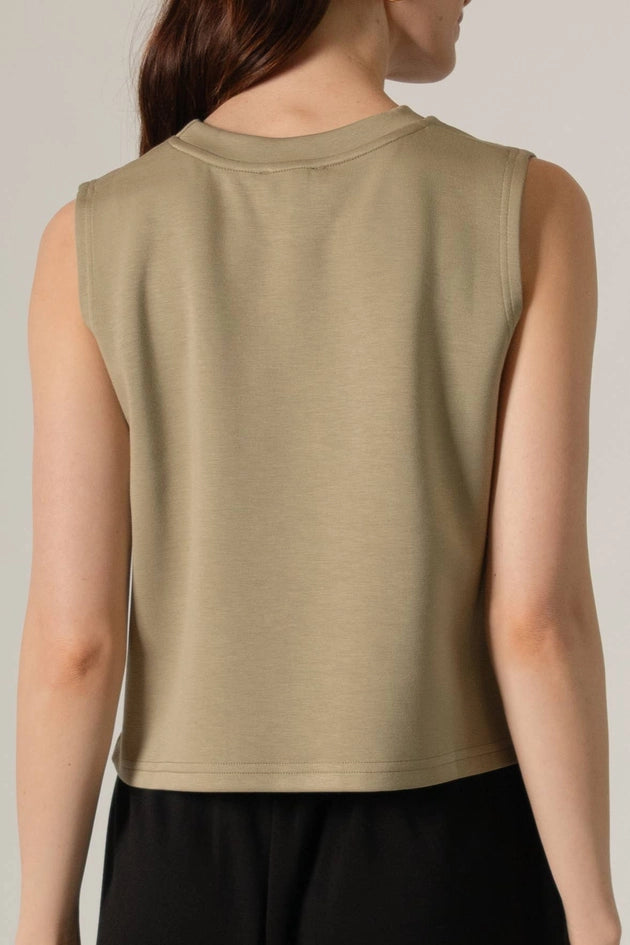 P. CILL Butter Modal Round Neck Sleeveless Top Lt. Olive-Top-P. CILL-XS-Lt. Olive-Urbanheer