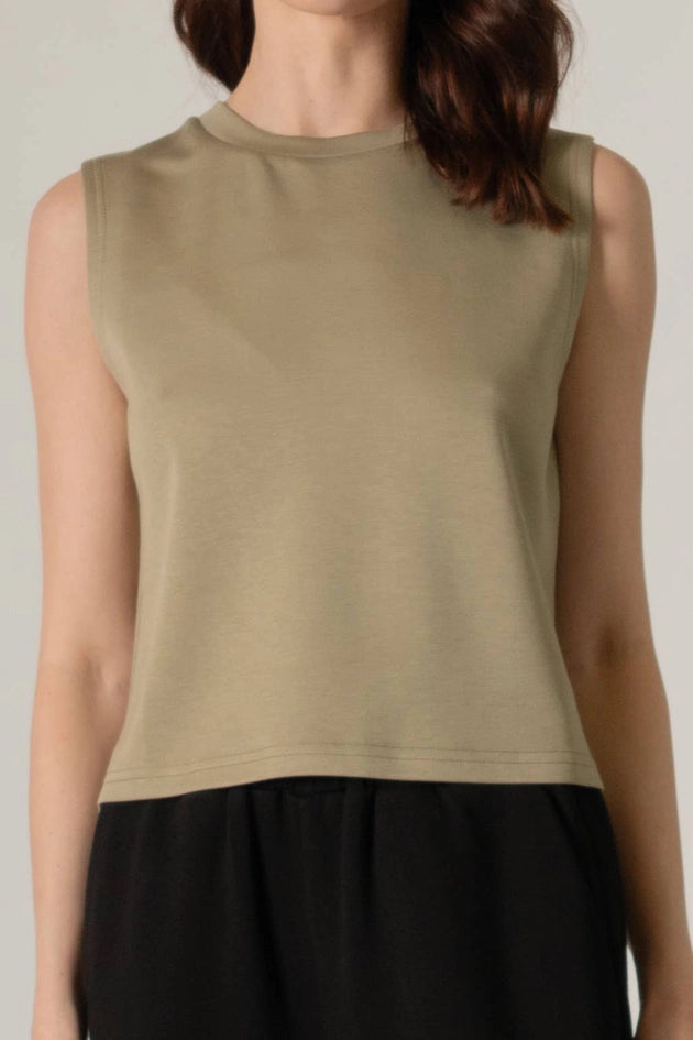 P. CILL Butter Modal Round Neck Sleeveless Top Lt. Olive-Top-P. CILL-XS-Lt. Olive-Urbanheer