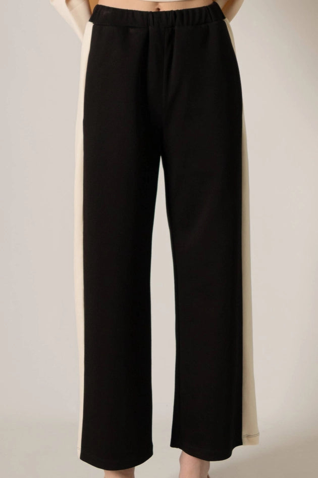 P. CILL Butter Modal Side Stripe Wide Leg Pants Black-Pant-P. CILL-XS-Black-Urbanheer