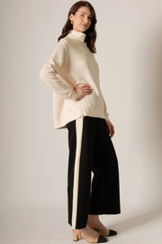 P. CILL Butter Modal Side Stripe Wide Leg Pants Black-Pant-P. CILL-XS-Black-Urbanheer