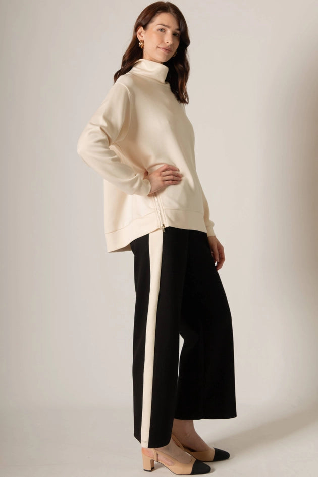 P. CILL Butter Modal Side Stripe Wide Leg Pants Black-Pant-P. CILL-XS-Black-Urbanheer
