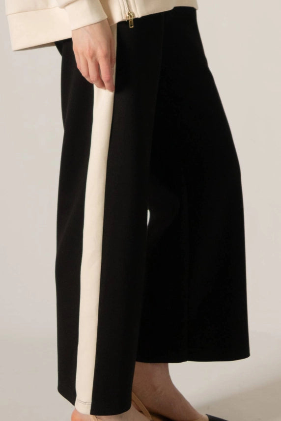 P. CILL Butter Modal Side Stripe Wide Leg Pants Black-Pants-P. CILL-XS-Black-Urbanheer