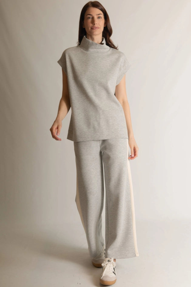 P. CILL Butter Modal Side Stripe Wide Leg Pants Cornflower H. Grey-Pant-P. CILL-XS-H. Grey-Urbanheer